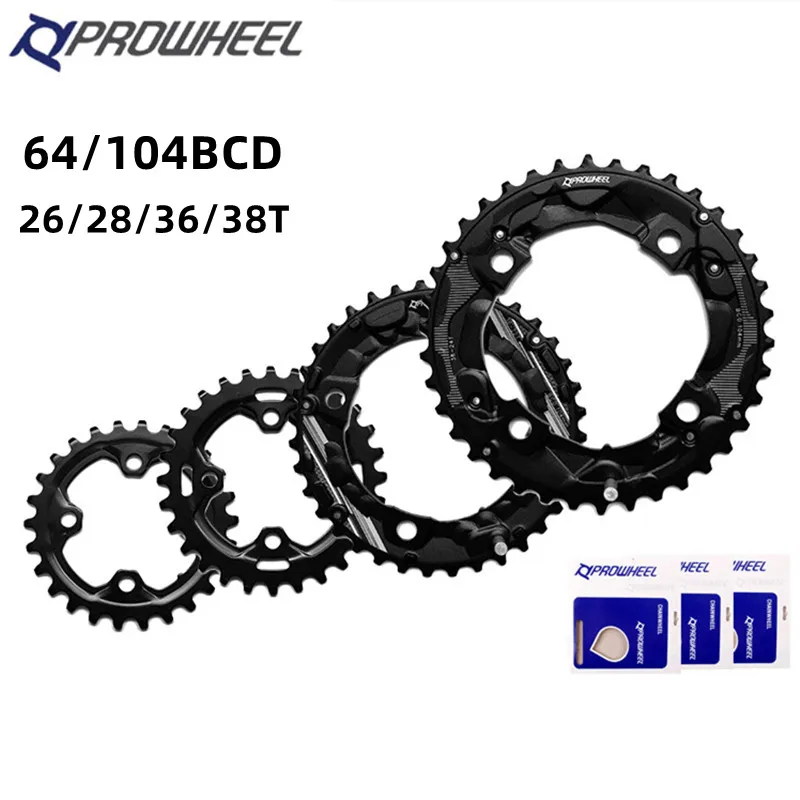 PROWHEEL Mountain Bike Chainring 64/96/104BCD Sprockets 22/24/26/28/32/36/38/40/42/44T Crowns MTB Crankset Double Chainwheel