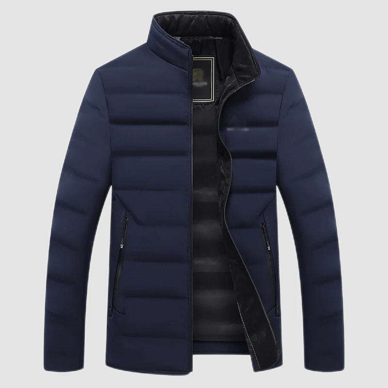 Men Black Navy Blue Red Gray Puffer Coats Winter Thermal Thick Basic Jackets Male Plain Color Lightweight Warm Puff Outerwear