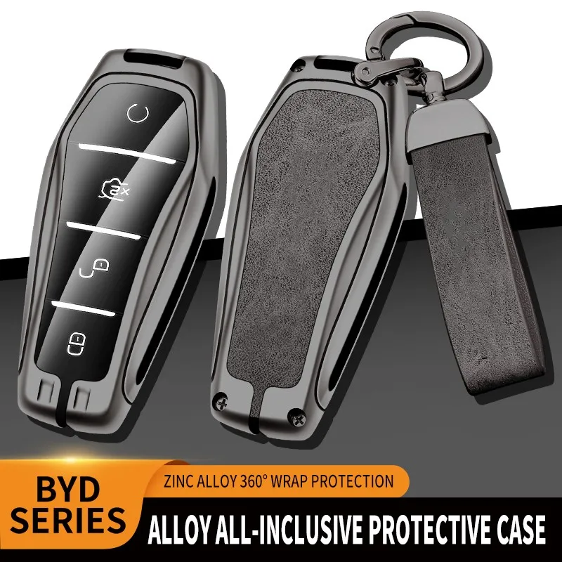 

Zinc Alloy Leather TPU Key Chain Car Key Bag For BYD Frigate 07 Tang Dmi 2023 Accessories