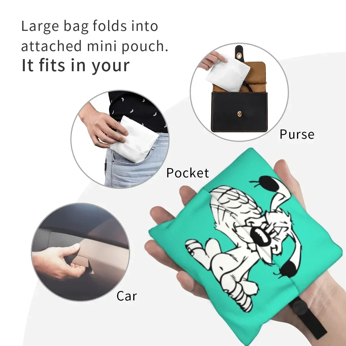 Женские сумки для покупок с мангой Asterix и Obelix Dogmatix портативные вместительные