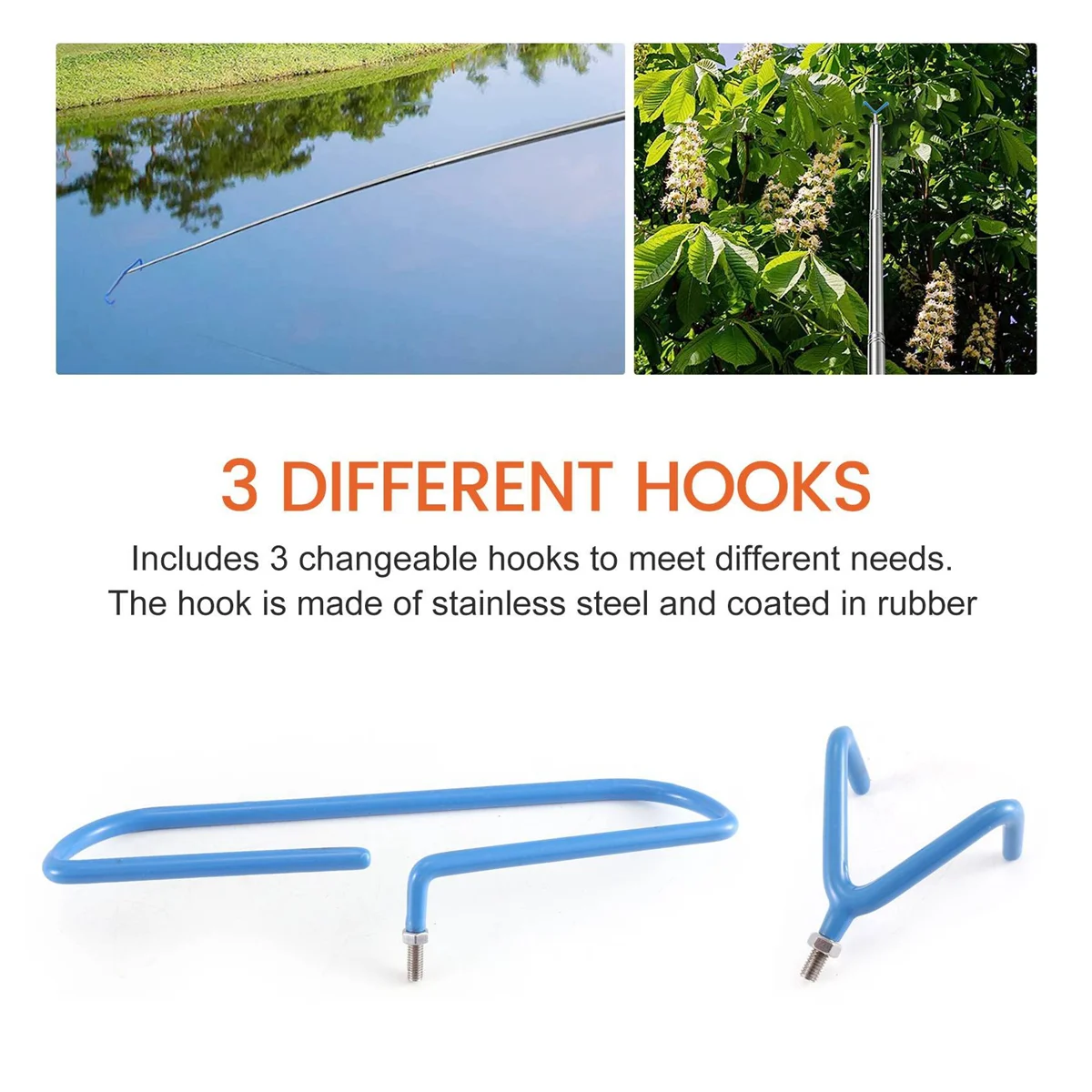 

Disc Golf Retriever Pole with 3 Hooks, Telescoping Disc Golf Accessories Tool Extendable Grabber 1.4Ft to 16Ft