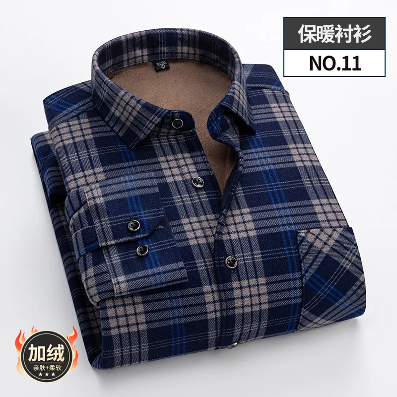 Plush Men's Shirt Business Casual Thickened Thermal Undercoat Plaid Shirt Men's New Thermal Clothing In 2022 Winter Men's