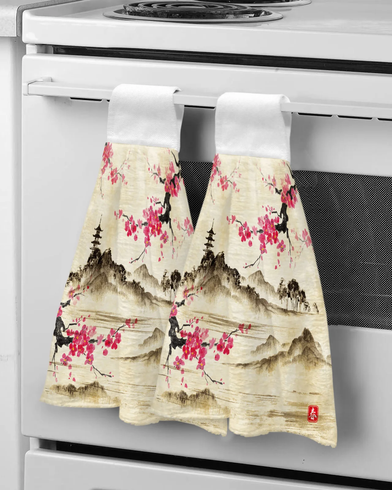 

Chinese Style Ink Painting Plum Blossom Hand Towels Microfiber Bathroom Hanging Towel Absorbent Towels Soft Kids Hand Towels