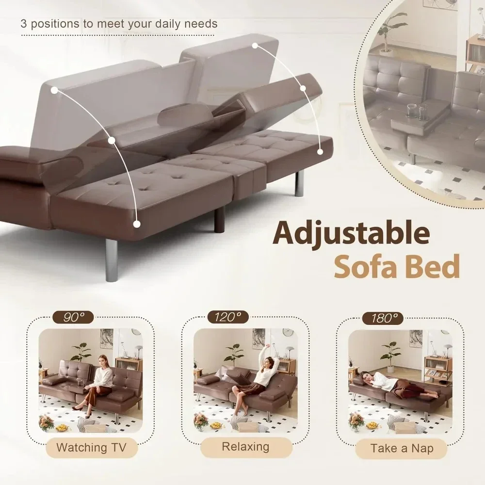 Divano Lette Futon Freckhevole Convertibile Letento согласно 3) imbottito в экопелле con braccioli rimovibili