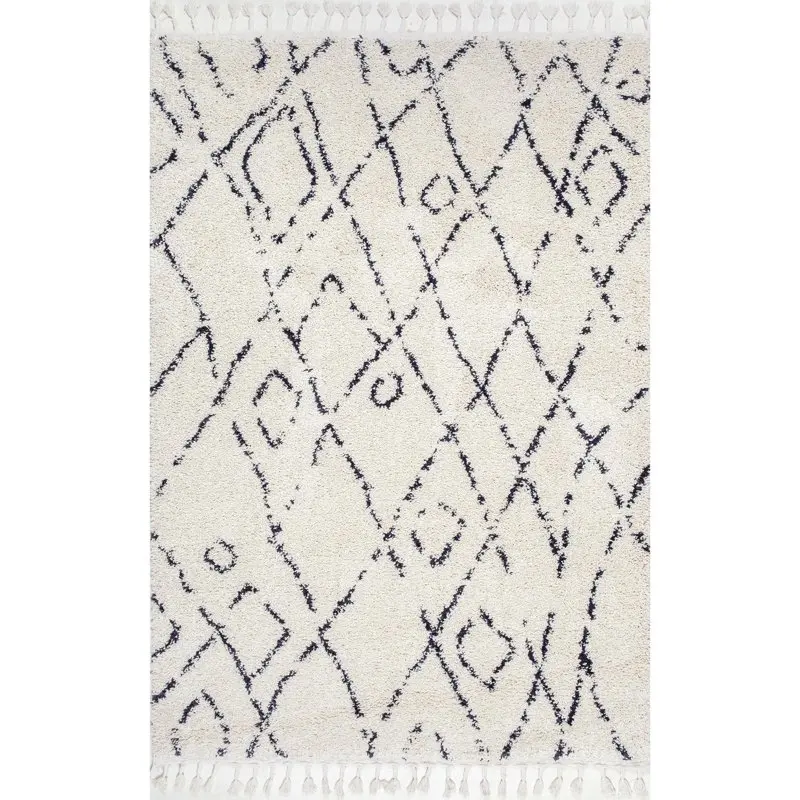 

Nieves Moroccan Diamond Shag Area Rug, 7' 10" x 10', Off White