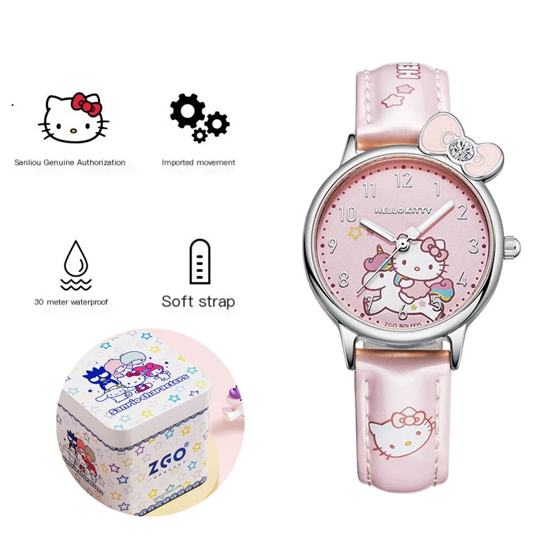 

Детские часы Sanrio с милым аниме Hello Kitty Cinnamoroll My Melody водонепроницаемые светящиеся кварцевые Мультяшные подарок для студентов на день рождения