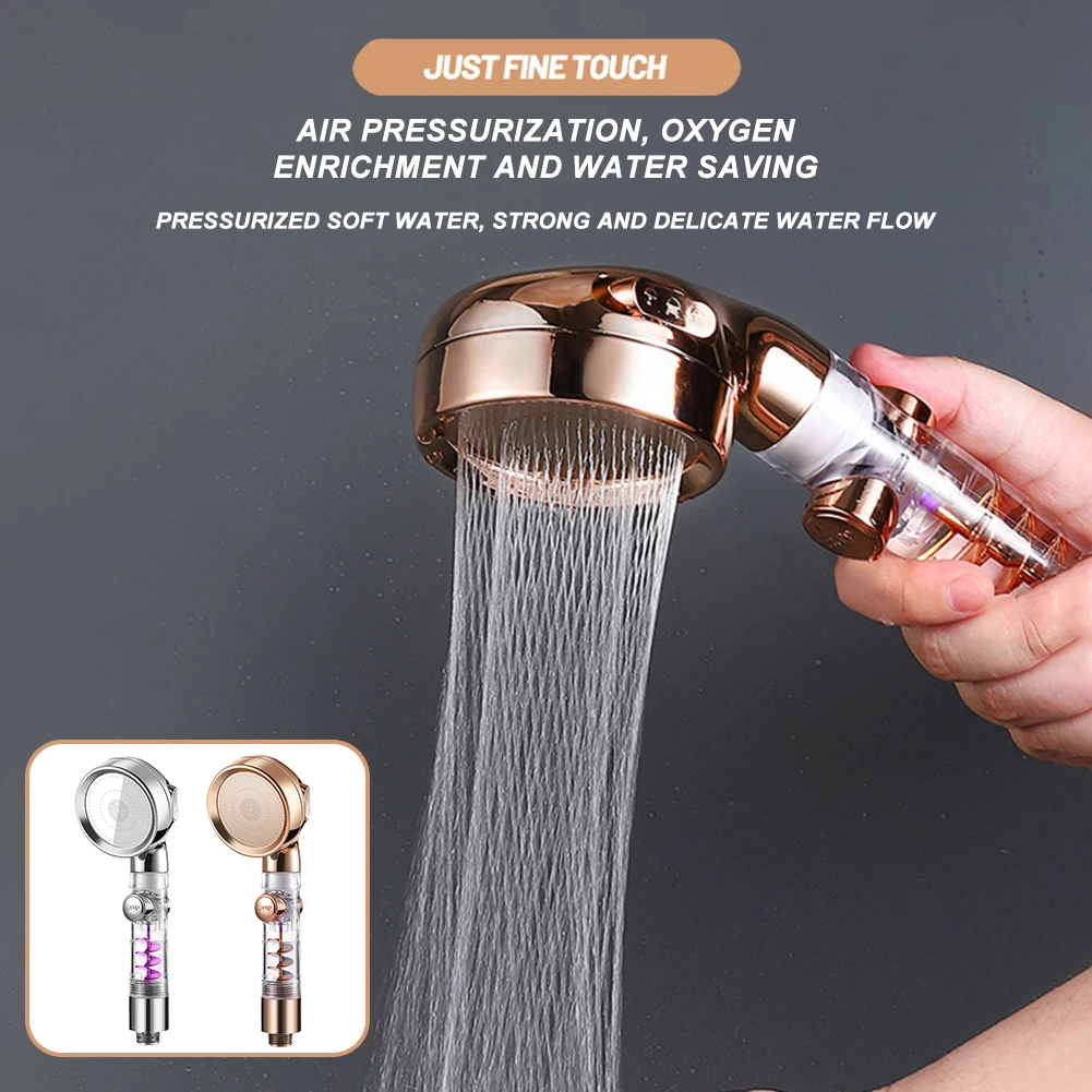 

High Pressure Handheld Shower Head 3-Speed Turbo Shower Pressurized Large Water Powerful Shower Spray with Filter and Pause
