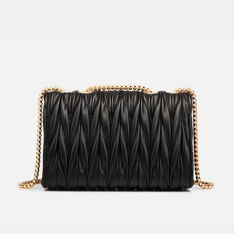 Women's Spring Summer 2023 New Fashion Chain Single Shoulder Wrinkled Leather Crossbody messenger Evening Bag Underarm Handbag