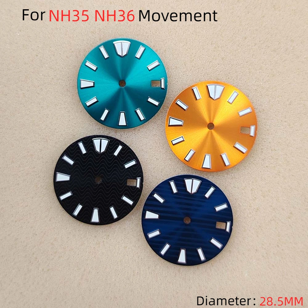 Циферблат с солнечным узором 28 5 мм зеленый светящийся циферблат для часов NH35 NH36
