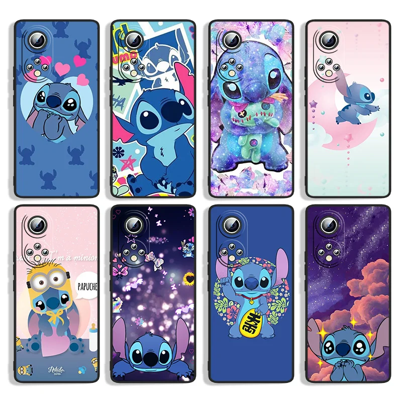 

Cartoon Cute Stitch For Huawei Honor 60 SE 50 30i 20 10i 10X 10 9X 9C 9A 8A X8 Lite Pro Black Silicone Phone Case Capa