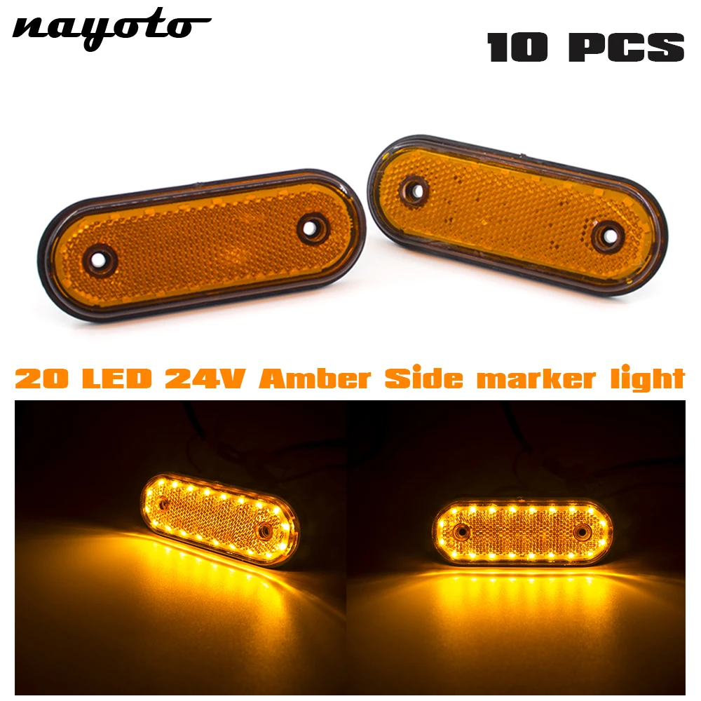 

10 х 24В 20 светодиодный Янтарный Боковой габаритный фонарь, светильник s Задняя светильник габаритный фонарь задних фонарей, фонарей указател...