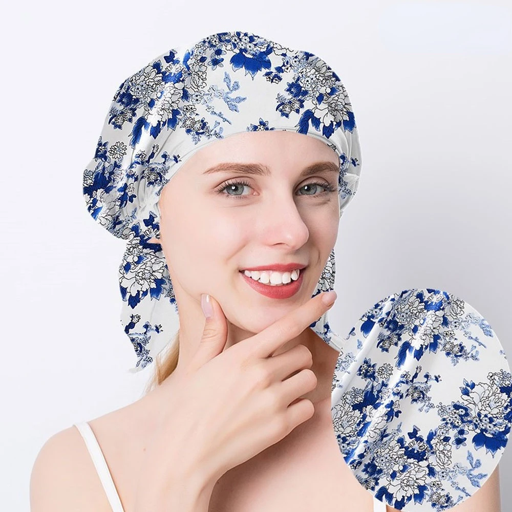 

1 Pc Premium Elastic Band Extra Large Satin Silk Bonnet Sleep Cap for Unisex Head Wrap Brimmed Night Hat Bath Cap