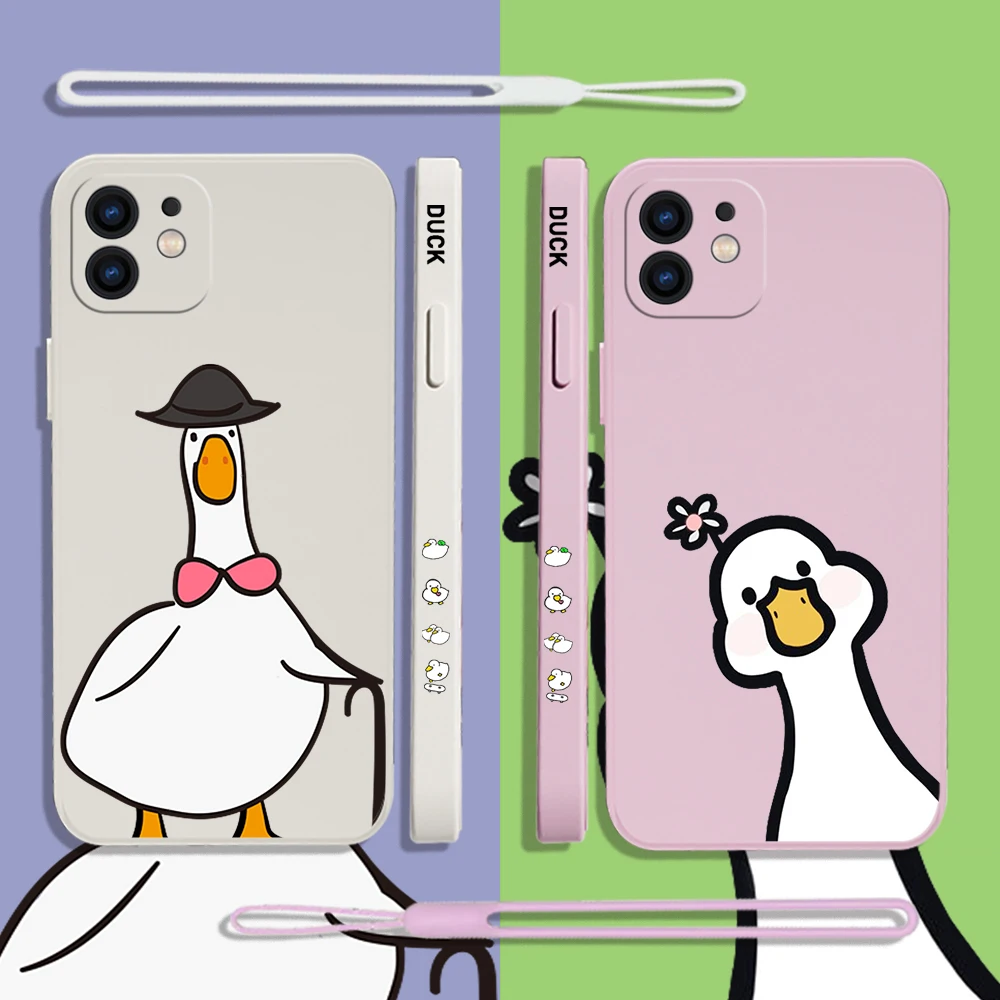 

Goose Duck Phone Case For Samsung A53 A50 A12 A52 A52S A51 A72 A71 A73 A81 A91 A32 A22 A20 A30 A21S 4G 5G with Hand Strap