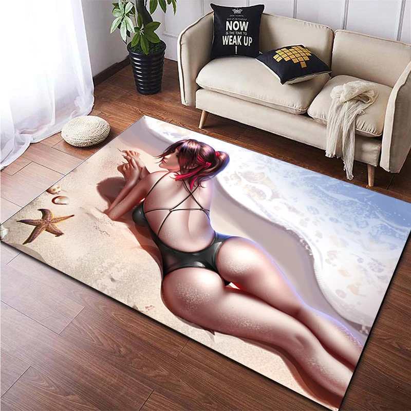 

Sexy anime girl print creative pattern non slip carpet Bikini beach mat carpet Anime Festival custom decorative carpet