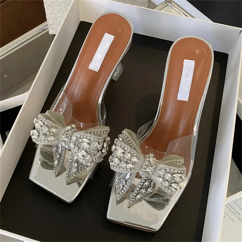 Eilyken шлепанцы с бантом-бабочкой и квадратным носком на высоком каблуке женские