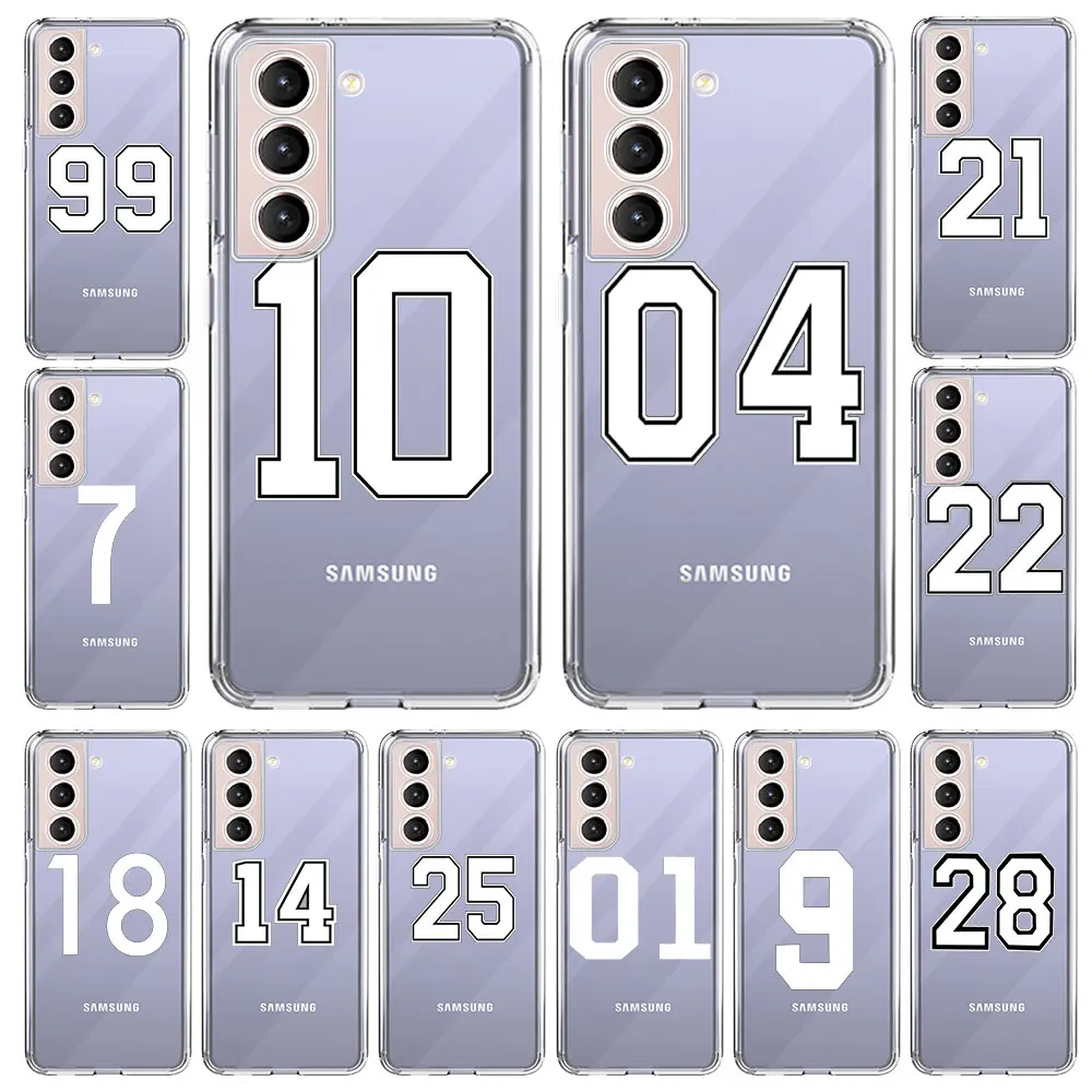 

Football Basketball Number Phone Case For Samsung Galaxy S20 FE S21 S10 Plus S10E Note 20 Ultra 10 Lite M31 M32 M22 M02 Cover