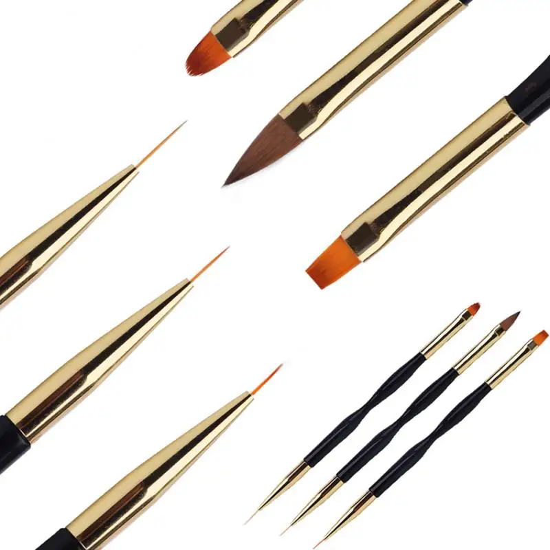

Special Shaped Black Dual-purpose Nail Brush Multifunctional Double Head Painting Line Nail Pen Drawing Flower Brush Nail Tools