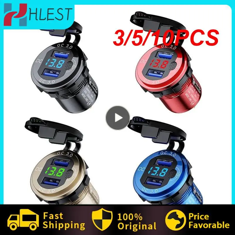 

3/5/10PCS 2 Port Usb Fast Car-charger Easy To Use 3a Usb Fast Charging Car Charger Save Energy Ip66 Waterproof Car Usb Charger