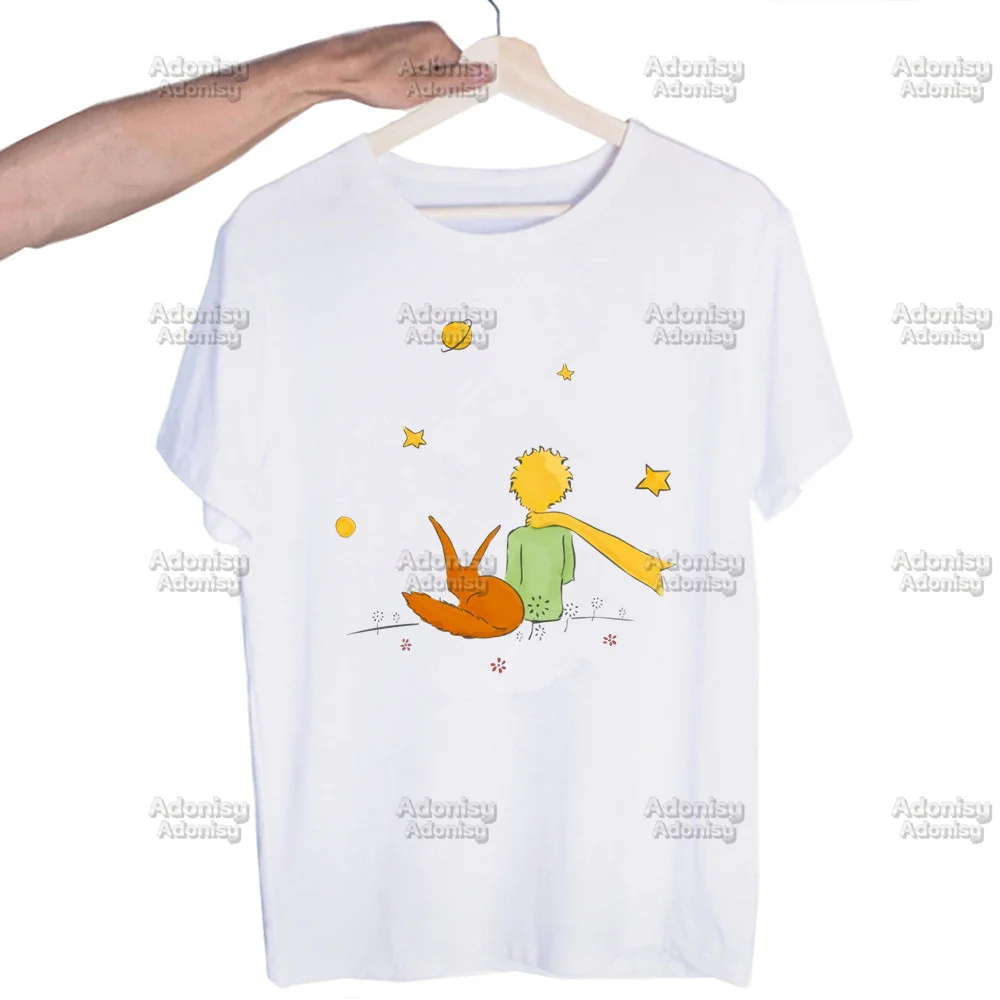 

Little Prince Graphic Earth Space Harajuku Kawaii Men Women Tops Crew Neck Fitted Soft Anime Manga Tee Shirt Clothes T-shirt