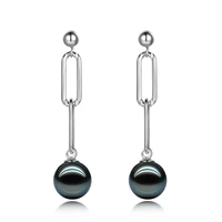 mihiari 9 10mm tahitian pearl earrings seawater black pearl cool hip hop hook earrings for woman