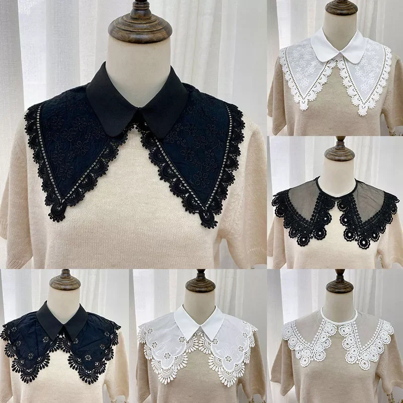 

Sweet Hollow Scarf Sweet hawl Decoration Breathable Fake Collar Scarf Around The Neck Lace False Collar French Flower Neckline