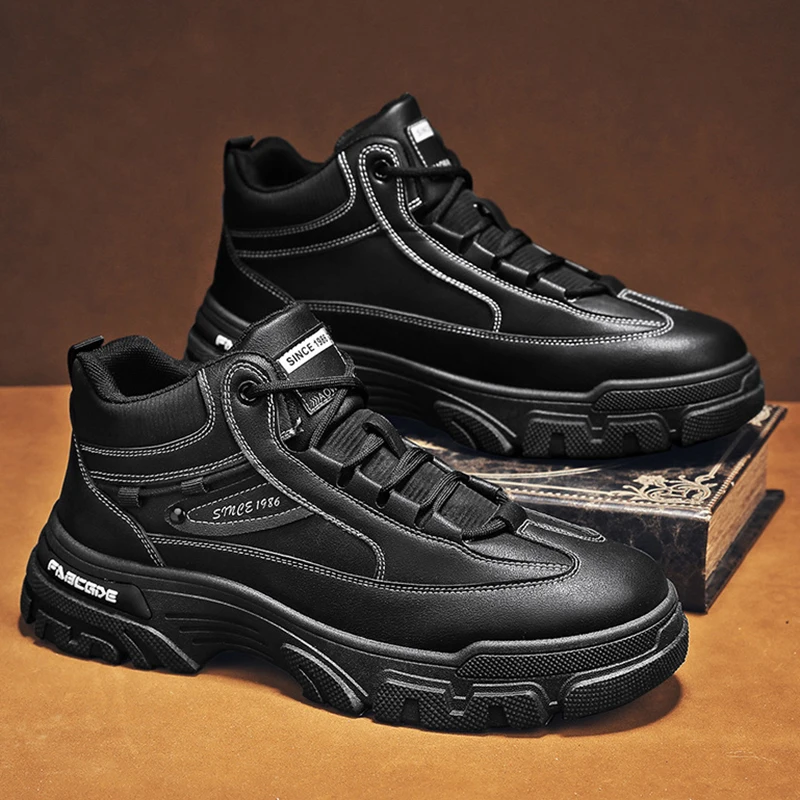 Ботинки мужские в стиле ретро повседневные уличные высокие ботинки на платформе