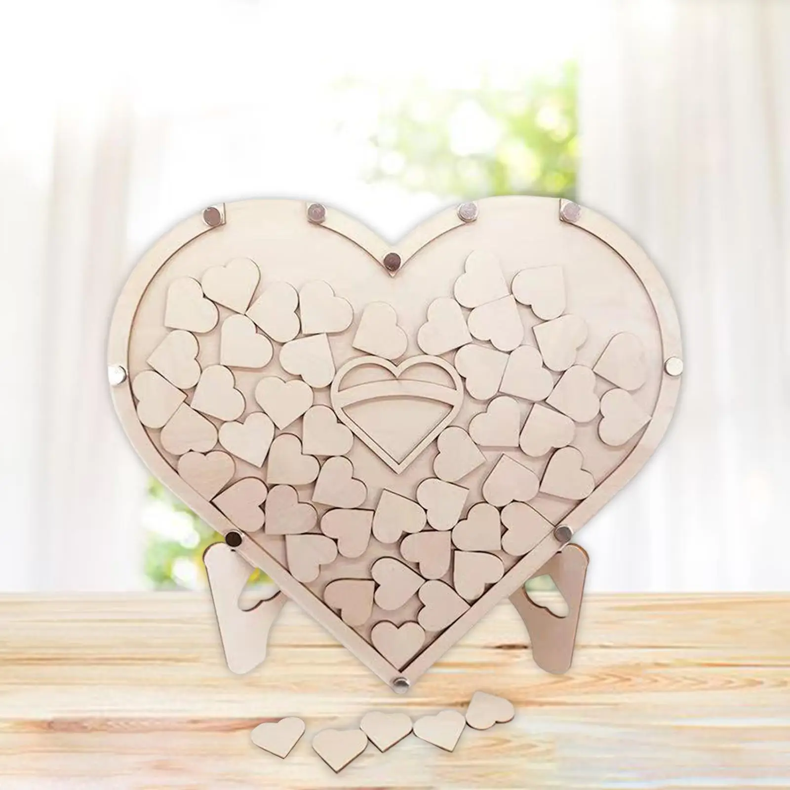 

Деревянная Гостевая книга для свадьбы с подставкой, книга-вывеска с маленькими сердечками, деревенские украшения для дня рождения, вечерин...