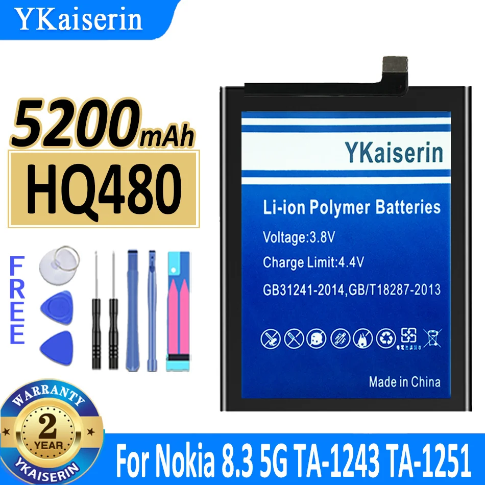 

YKaiserin HQ480 HQ 480 Battery 5200mah for Nokia 8.3 5G TA-1243 TA-1251 Battery + Free Tools