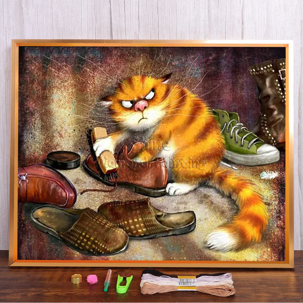 Набор для вышивки крестиком 11CT, мультяшная синяя кошка, романтичная любовь, животное, нитки DMC, рабочий Декор