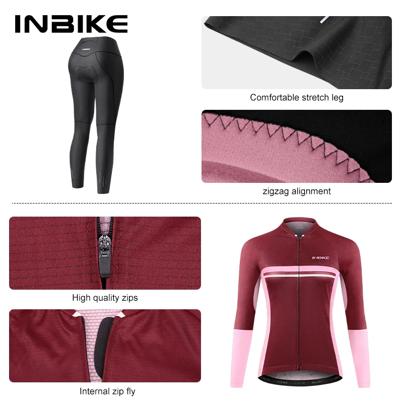 Женский велокостюм с длинным рукавом молнией и карманами