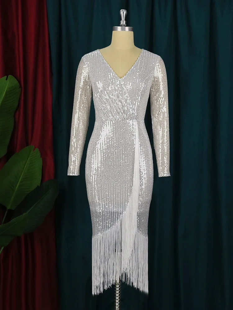 Plus Size Dresses Sequined Beaded One Shoulder Fishtail Skirt Sexy Sleeveless Fishtail Skirt  Party Dress Evening Dresses Formal