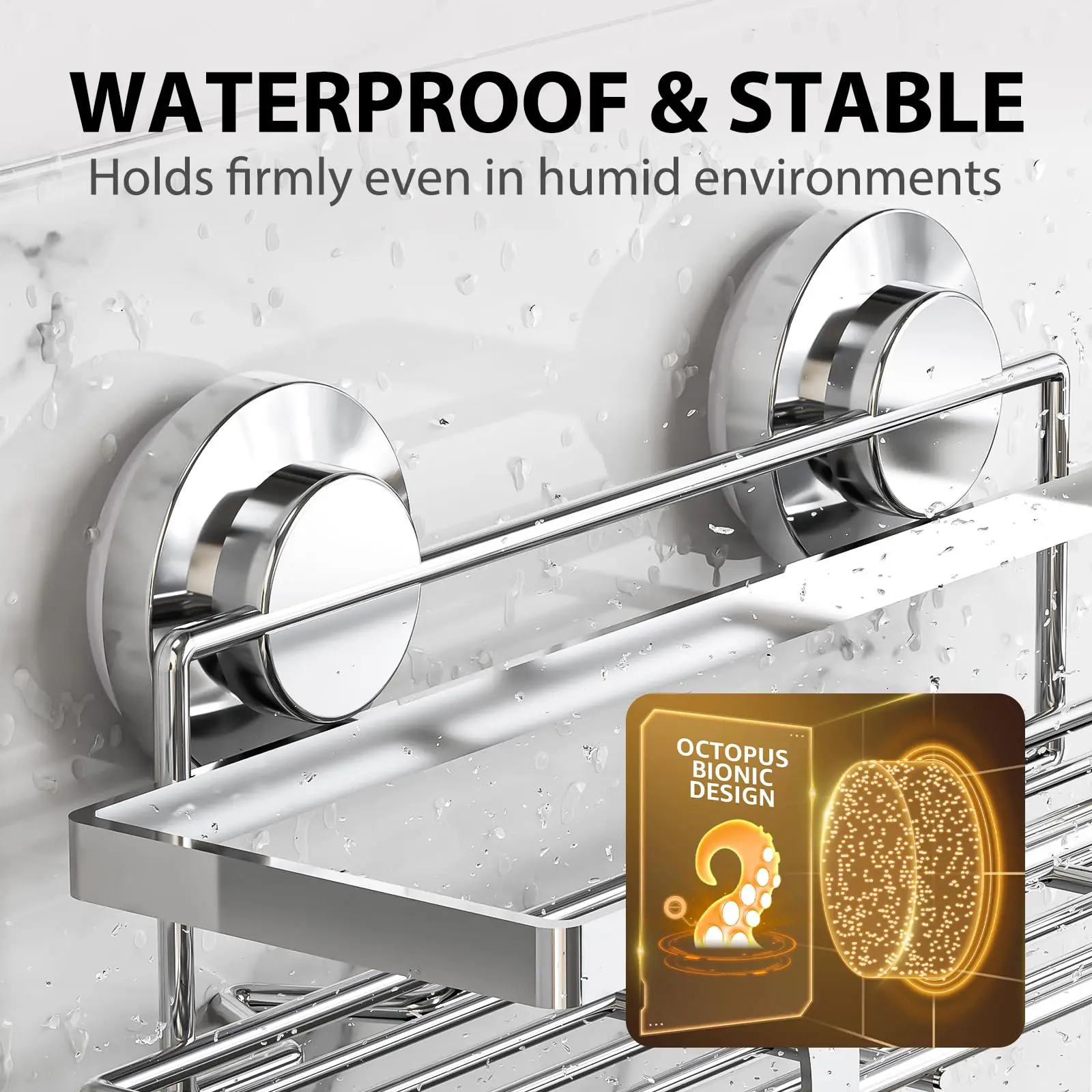 Держатель для душа TAILI на присоске 2 шт. полки внутри металлический держатель