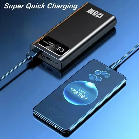 Портативная мобильная мощность 500000 мАч 120 Вт PowerBank Быстрая зарядка Сверхбольшая емкость Внешний аккумулятор с цифровым дисплеем