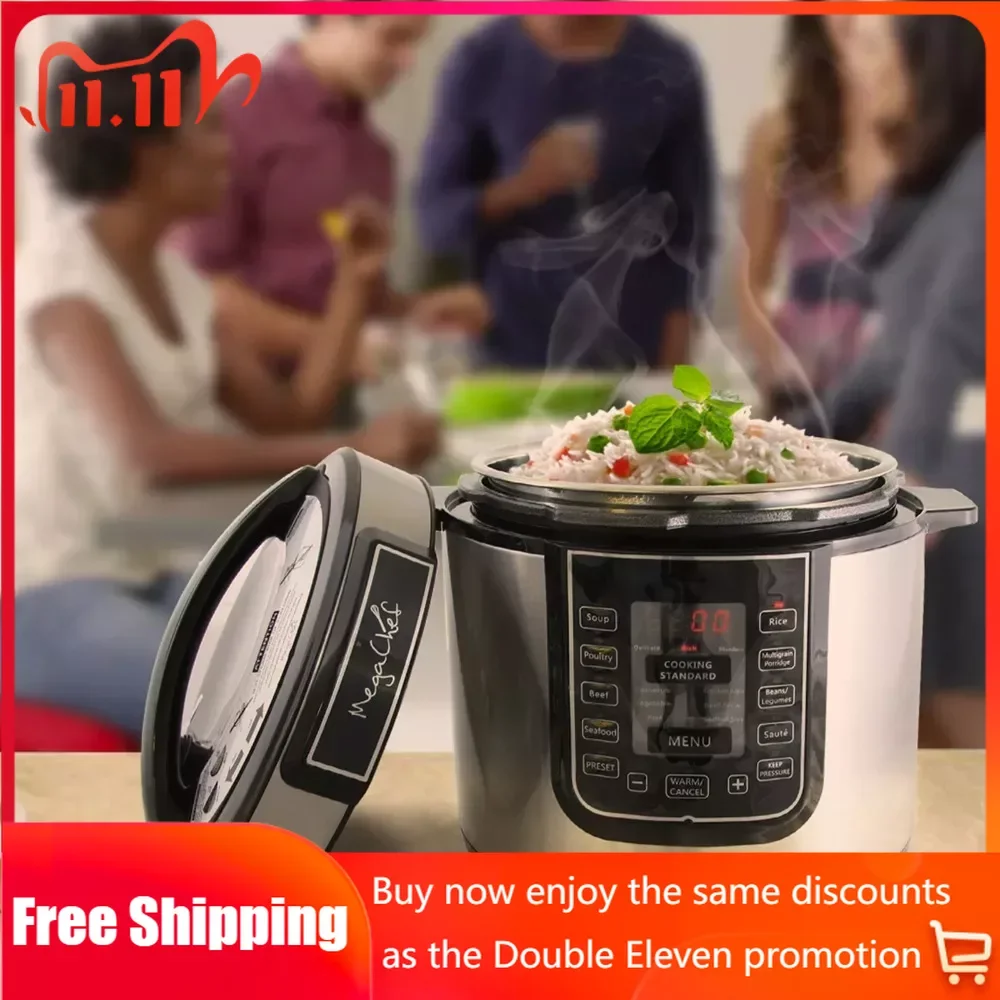 

6 Quart Pressure Cooker With 14 Pre-set Multi Function Features Electric Cookers Canner Stainless Steel Cooking Appliances Home