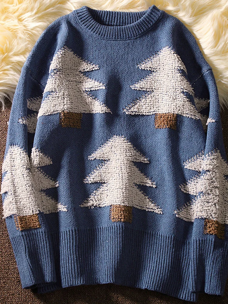 Пуловер мужской вязаный с круглым вырезом в стиле Харадзюку