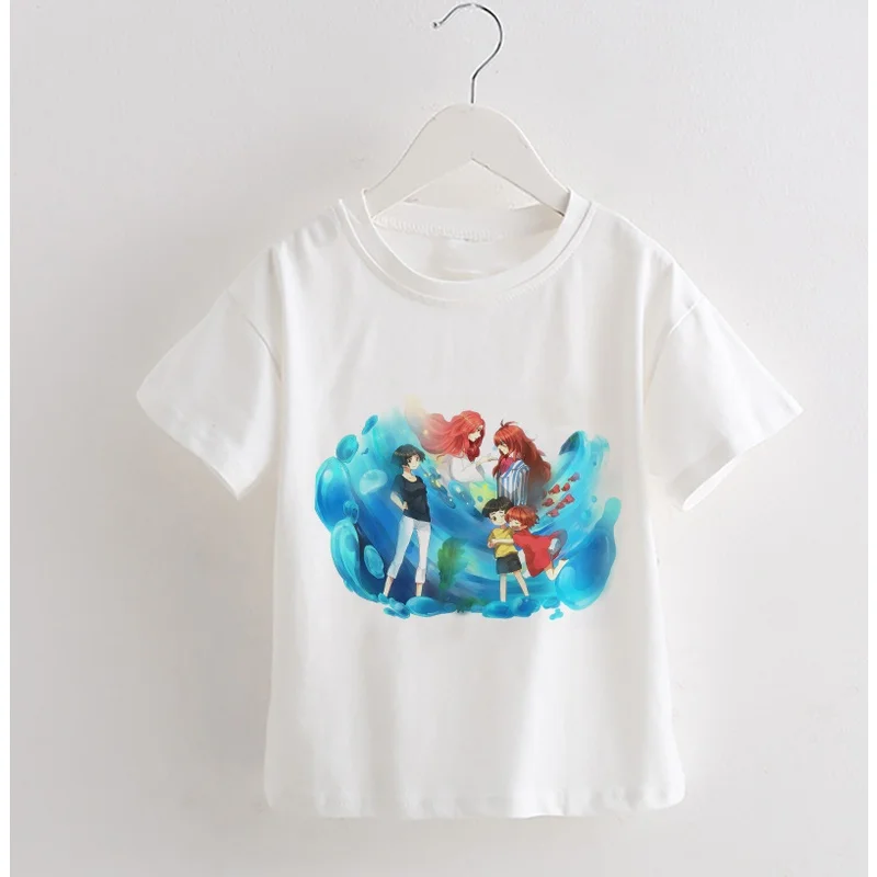 

2022 Cartoon Ponyo Print Tshirt Baby Boys Clothes Kids Girl T-shirt Funny Tops Tees Summer Children's Clothing 3-13Y