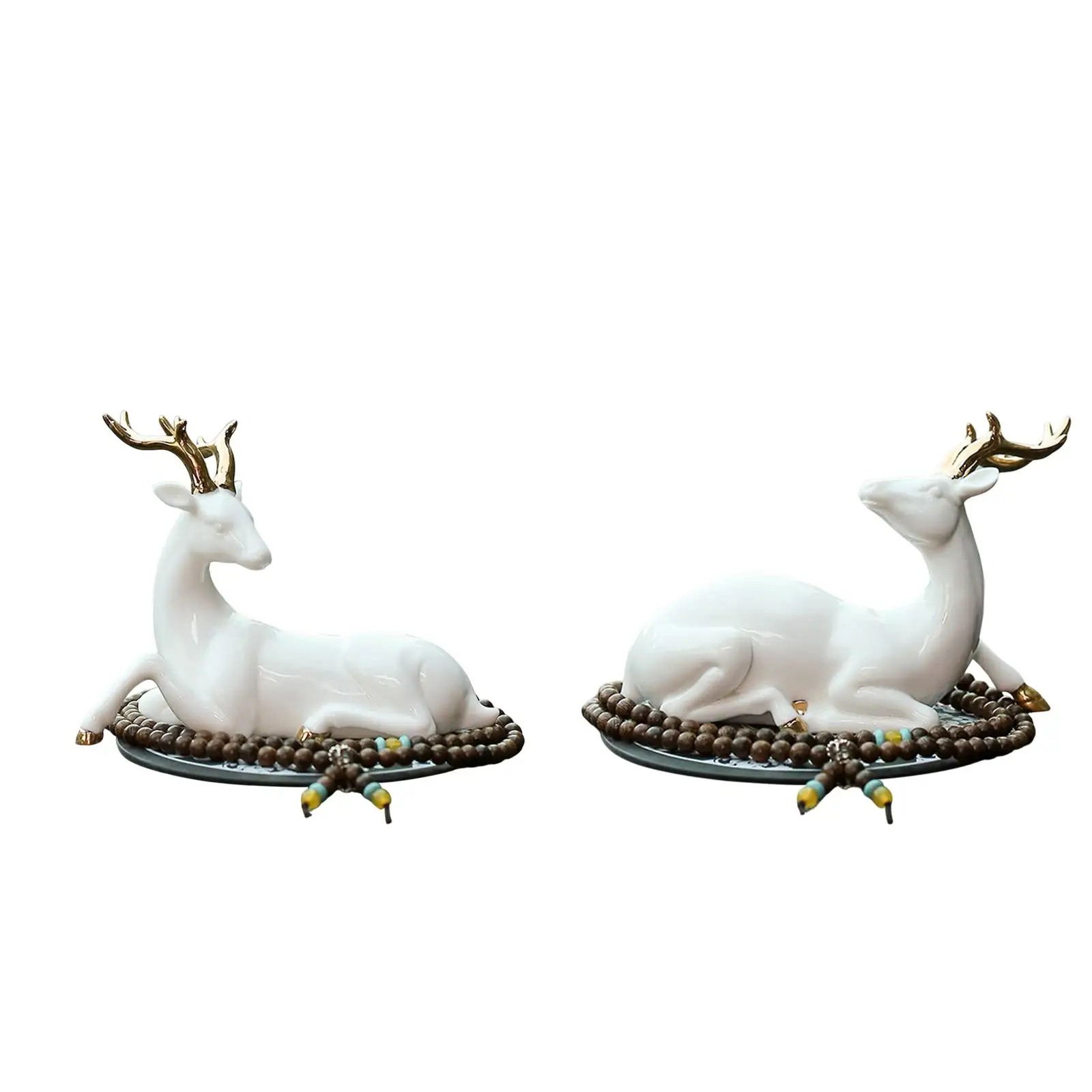 

White Porcelain Elk Statues Reindeer Sculpture Desk Ornament Table Centerpiece Car Animal Deer Figurines for Home Bookshelf