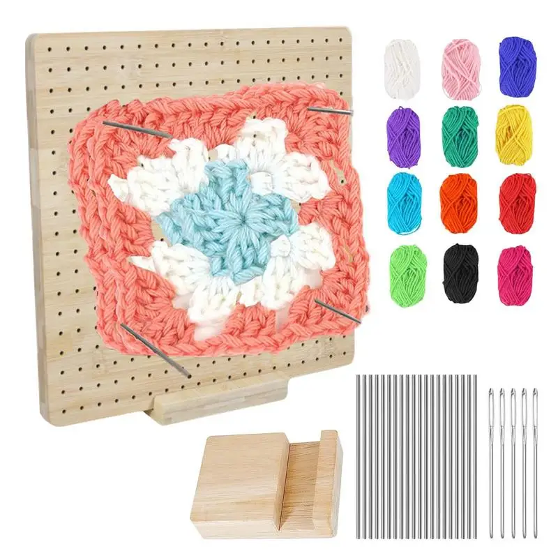 

Rubber Wooden Crochet Blocking Board Square Crochet Blocking Board With Pins Wooden Knitting Base Granny Crochet Blocking Board