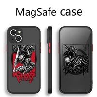 berserk guts anime transparent magsafe magnetic magnet phone case for for iphone 13 12 11 pro max mini wireless charging cover