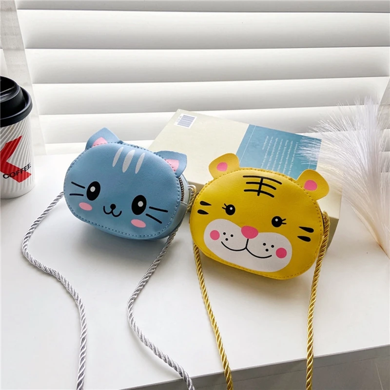 Kids PU Leather Messenger Crossbody Bags Children Girls Princess Shoulder Bag Coin Purse Cute Cartoon Small Wallet