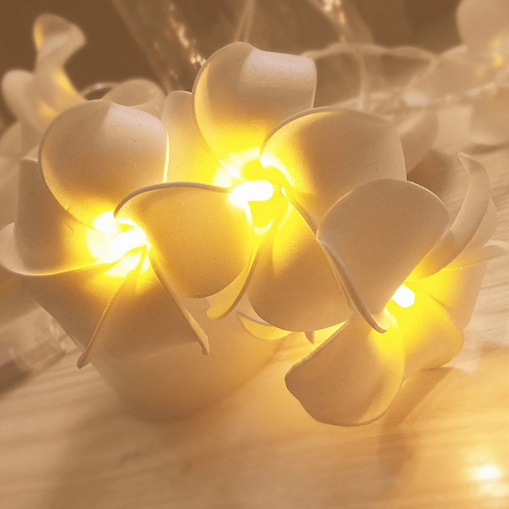 

DIY Plumeria LED String Light Battery USB EU Plug Power Frangipani Floral Garland Light for Holiday Party Xmas Bedroom Decoratio
