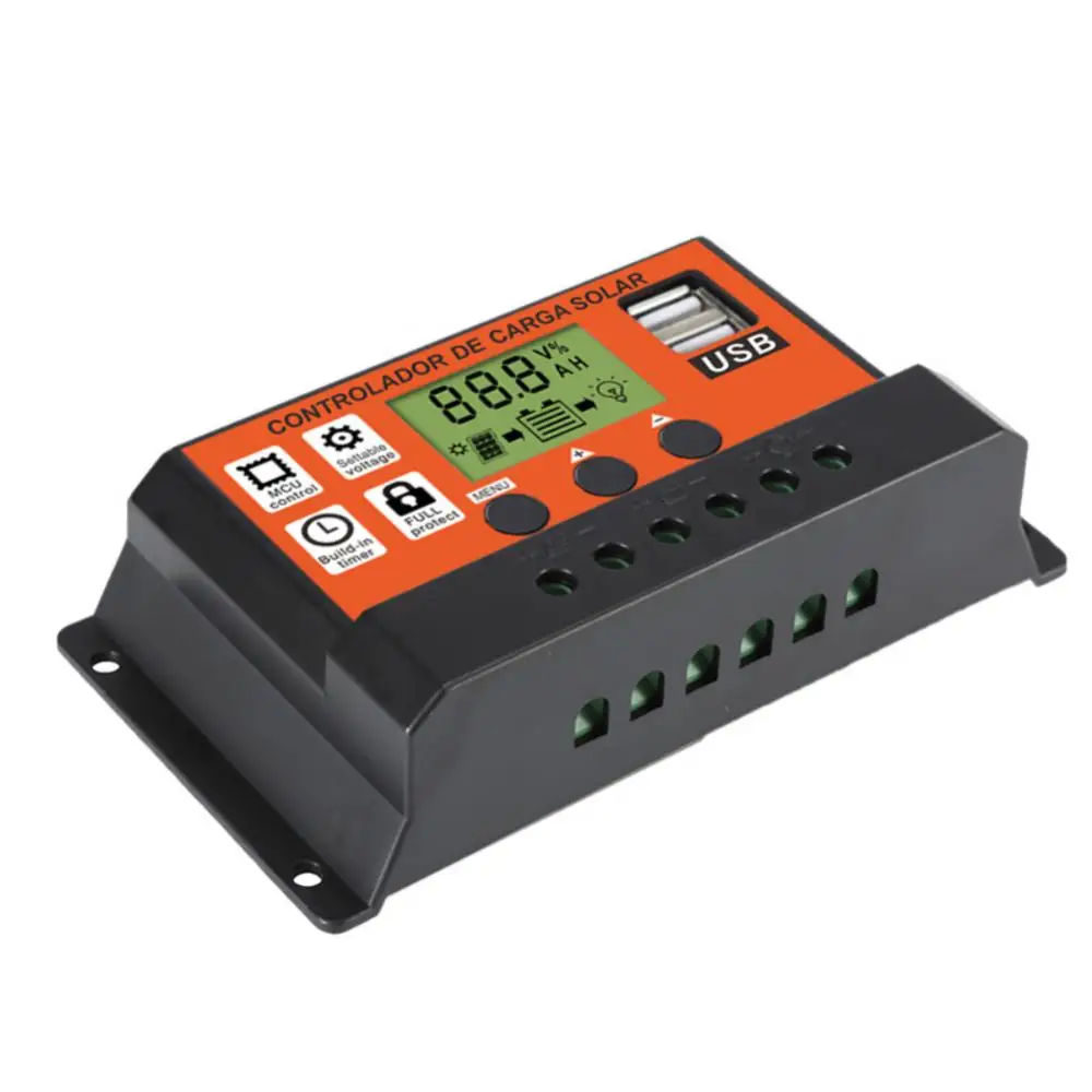

Lcd Display Dual Usb Charging Intelligent Lcd Display Solar Panel Controller With Dual Usb 5v 10a 20a 30a 12v/24v Pwm