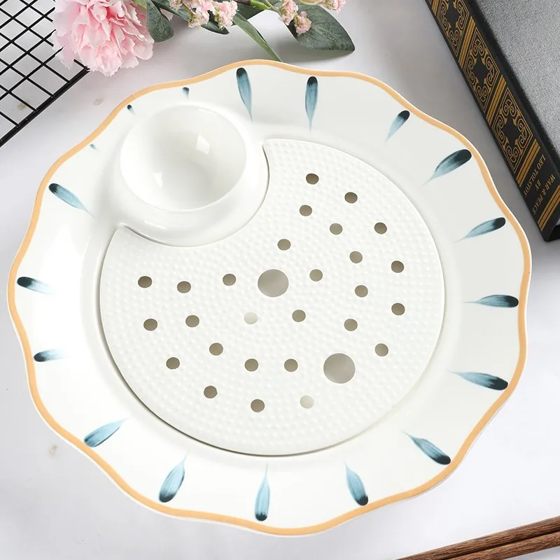 Набор фарфоровых тарелок для кухни и вечеринок керамический недорогой поднос