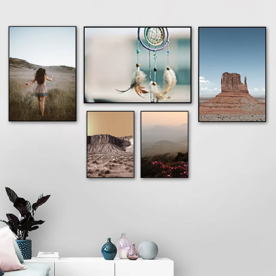 Природный пейзаж скандинавские плакаты прерий памятник долина настенная