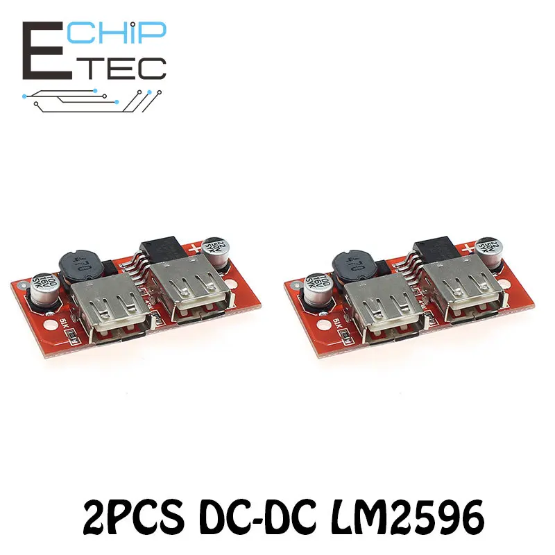 

Free shipping 2PCS DC-DC LM2596 Car Charger Step Down Buck Module Dual USB Output Fixed Voltage 5V Power Supply Board