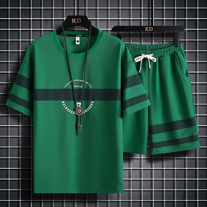 Summer Fashion Brand New Casual T-shirt Short Sleeve Loose Teen Trendy Two-Piece Suit 2023 New Fashion Outfit Men