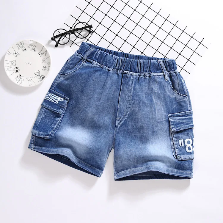 

Summer Boys' Denim Pants 3-15Y Kids Casual Loose Shorts Big Pocket Boys Jeans Shorts Student Hot Pants