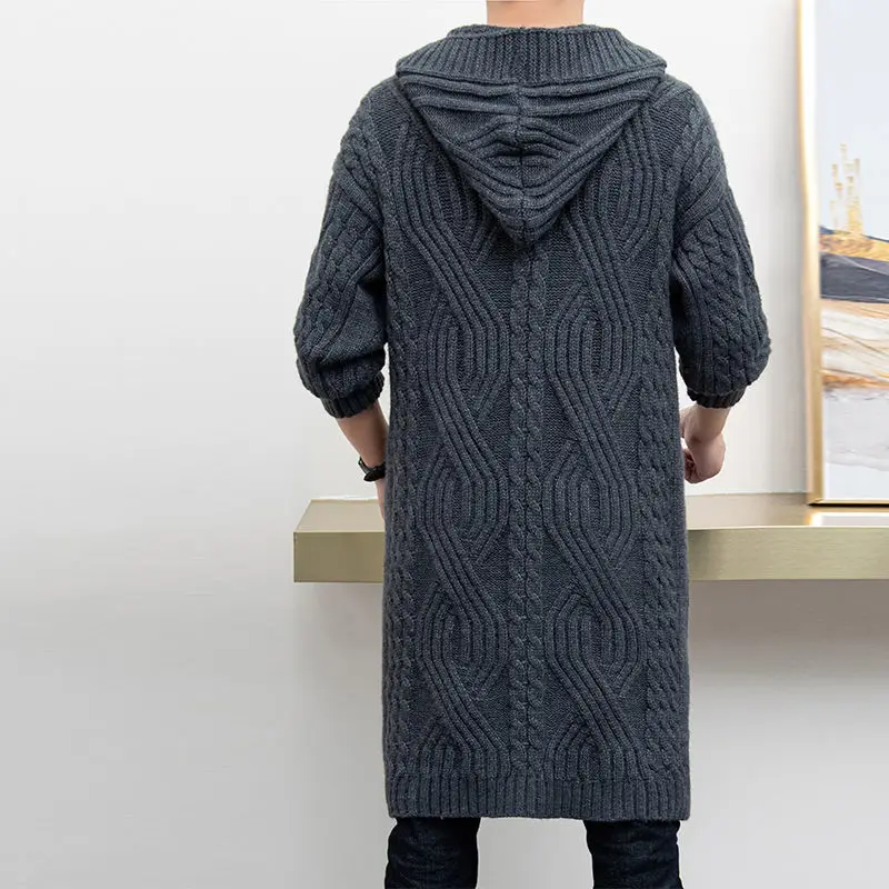 2022 New Autumn and Winter New Loose Korean Style Large Size Fashion Warm Jacket Men'S Knitted Sweater Cardigan Jacket H42