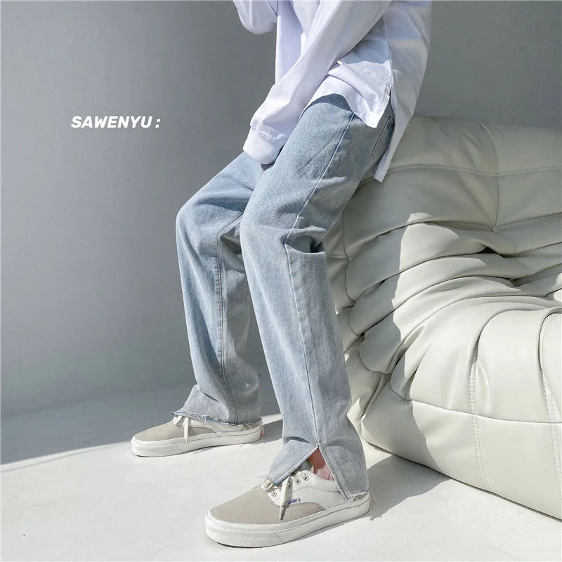 

Blue/Black Jeans Men Slim Fashion Casual Straight Jeans Men Streetwear Spring Summer Hip Hop Denim Pants Mens Trousers M-2XL