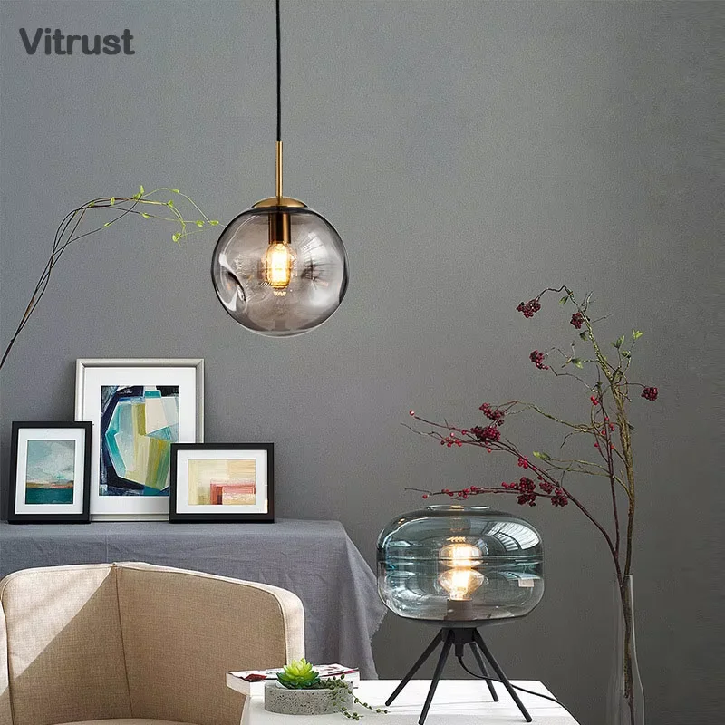 Современная глобусная пузырьковая люстра латунная подвесная лампа для столовой
